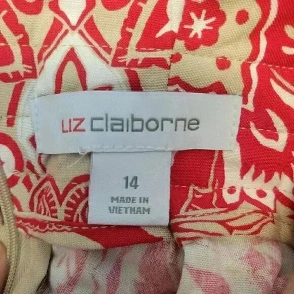 Liz Claiborne Women's Ivory & Red Rayon Floral Print Relaxed Fit Skirt NEW - Picture 11 of 13